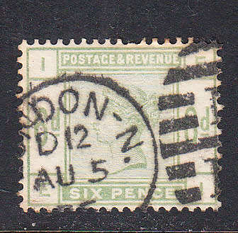 GB 1883-84 QV 6d dull green,  used            (SG 194)