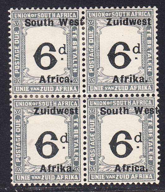 SWA 1924 6d slate postage due overprinted (14mm) B4, M/H          (SACC 20 )