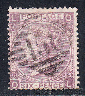 GB 1865-67 QV 6d lilac with hyphen , plate 5, used           (SG 97)