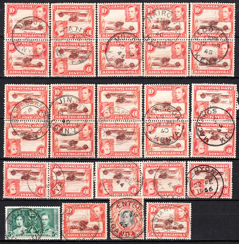 Kenya Uganda Tanganyika KG VI postmark lot , used    (2 scans)