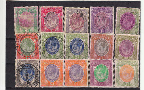Union of South Africa KGV 1913 revenue part set to 25 pounds , all used