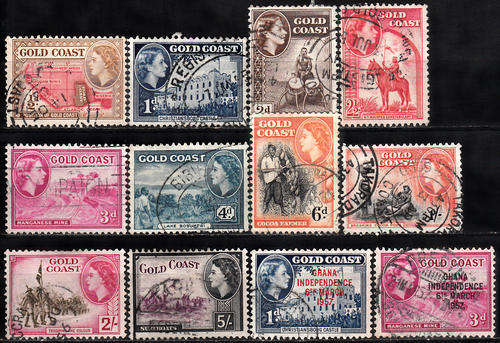 Gold Coast 1952-54 QE part sets , used (faults) (CV R218)