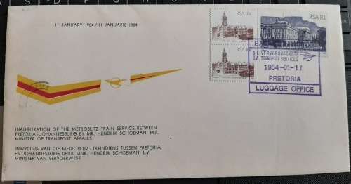 South Africa Railway 1984 Inauguration of the Metroblitz Train service Rail letter