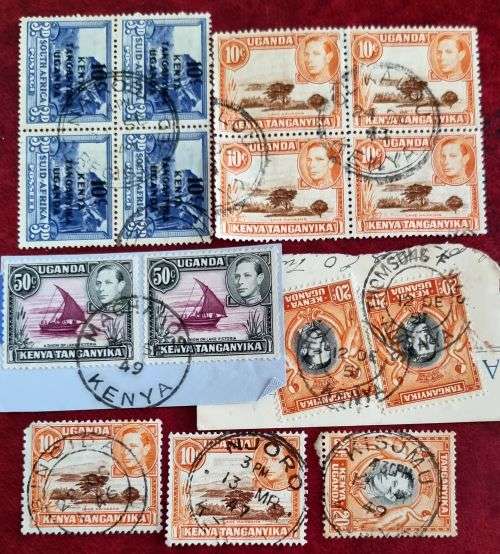 Kenya Uganda Tanganyika KG VI POSTMARK lot , used   (4 scans)