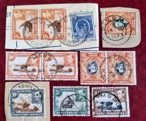 Kenya Uganda Tanganyika KG VI POSTMARK lot , used   (4 scans)