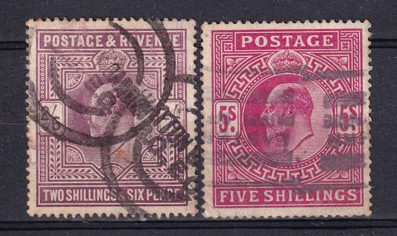 GB 1902-10 KE 2/6 & 5s , used