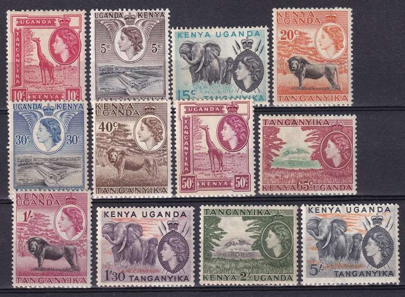 Kenya Uganda Tanganyika (KUT) 1954-59 QE part set , M/H