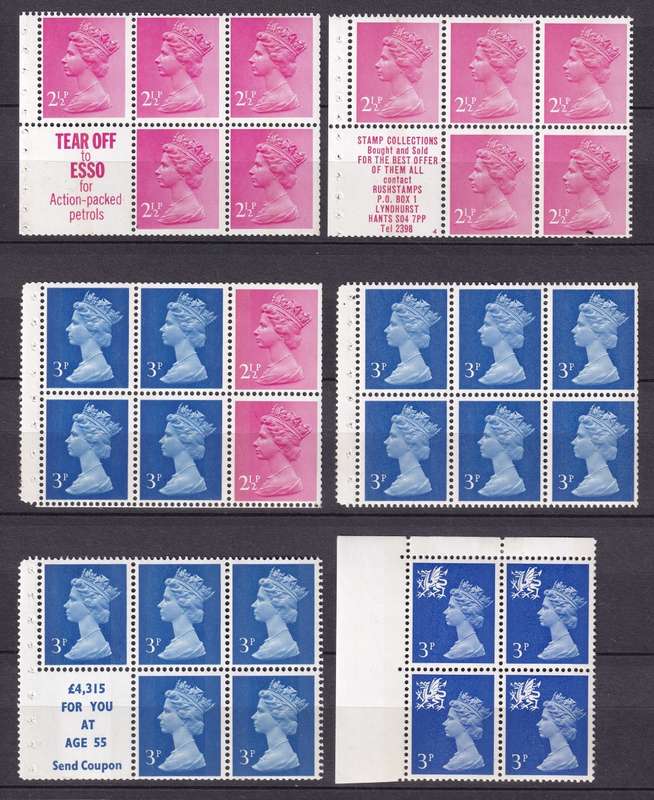 GB 1971 QE II Machin  part sets in B6, most MNH     (4 scans)