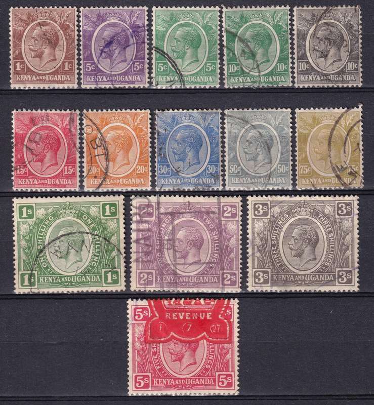 Kenya and Uganda 1922 KG V part set, used