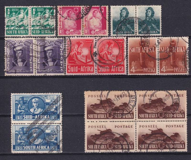 South Africa 19421-42 Large War Effort set , used          (SACC 87-94, CV R1200)