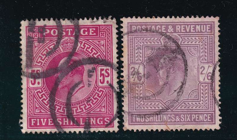 GB 1902-10 KE 2/6 & 5s , used