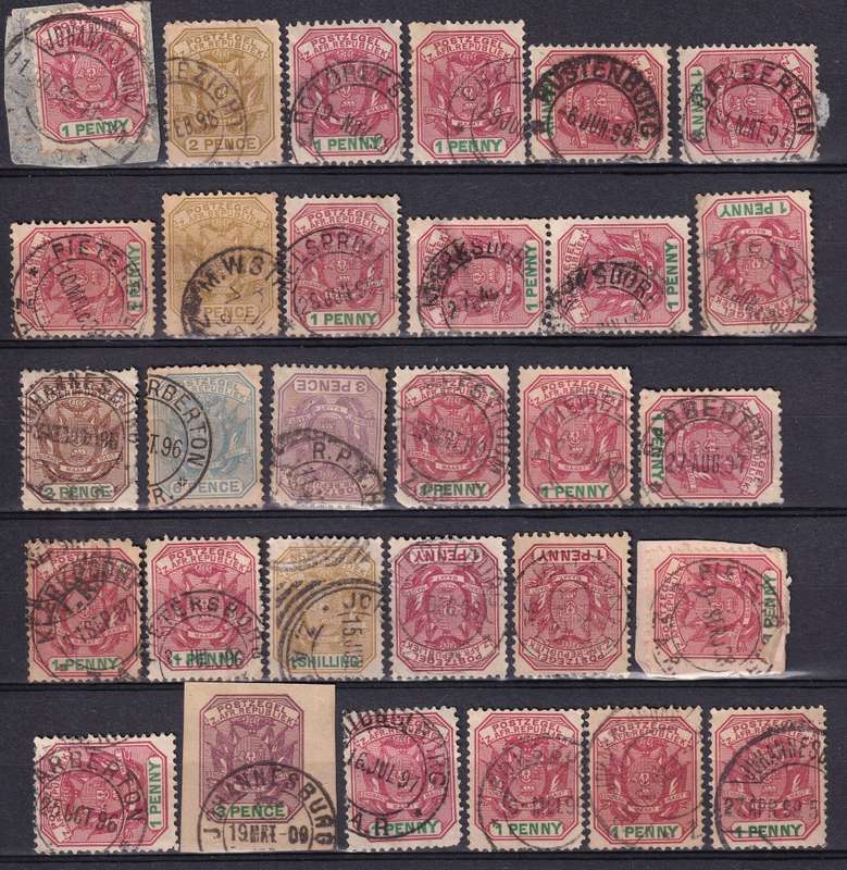 Transvaal 1894-95 Postmark lot, used     ( 3 SCANS)