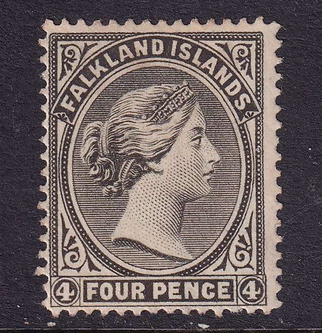 Falkland Islands 1891 ? QV 4d grey black , M/H          (no gum, no W/M identified)