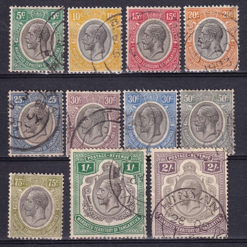 Tanganyika 1927-31 KG V part set , used            (fault on 1s)