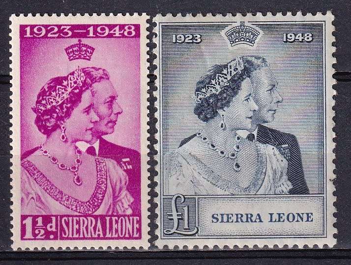 Sierra Leone 1948 QE Royal Silver Wedding set, M/H                  (SG 203,204, £20)