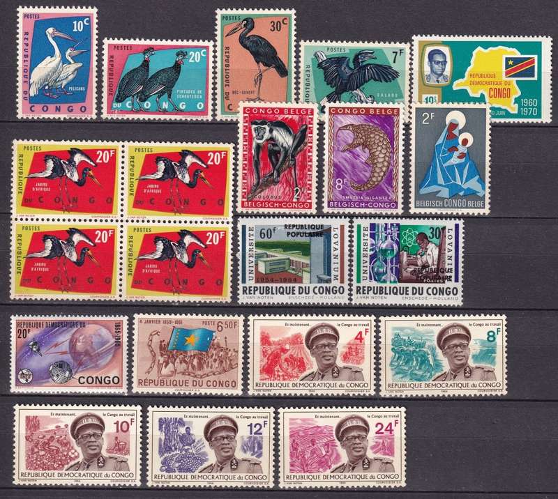 Africa states (Congo, Kenya, Malawi , Zimbabwe, Basutoland) part sets, most MNH    (6 X SCANS))