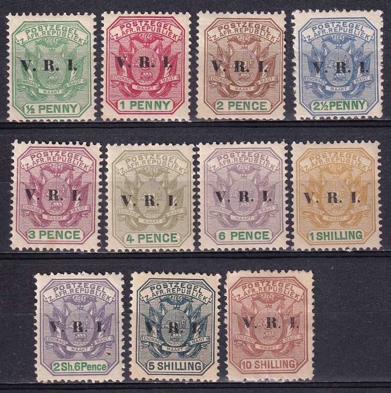 Transvaal 1900 V.R.I. part set to 10s , M/H       (SACC 232-242, thin on 10s)