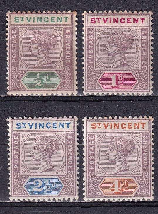 St Vincent 1899 QV part set , M/H         ( toning, SG 67-69,71, CV £20)