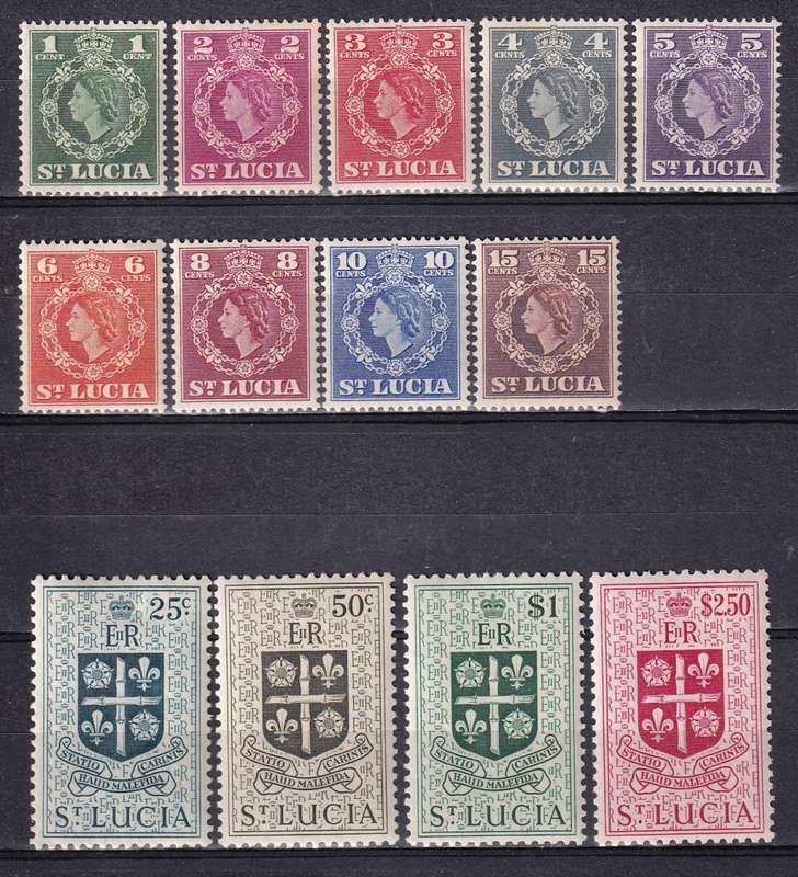 St Lucia 1953-63 QE part set , MLH         ( SG 146-158, CV £32)