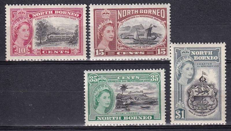 North Borneo 1956 75th Anniversary set, MLH                   (SG 387-390)