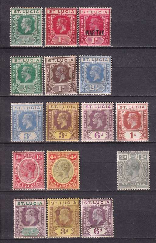 St Lucia 1902> KE & KG V part sets, M/H