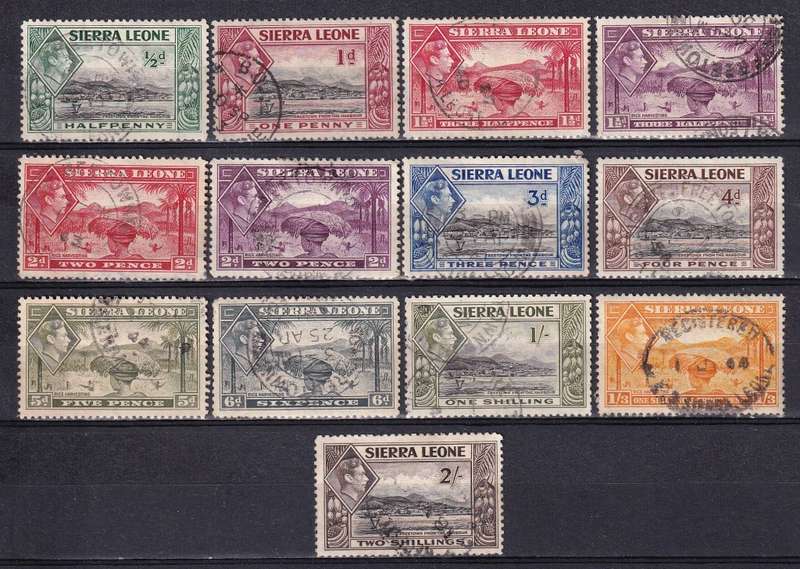 Sierra Leone KGVI 1938-44 part set and odds, used          ( 2 scans)