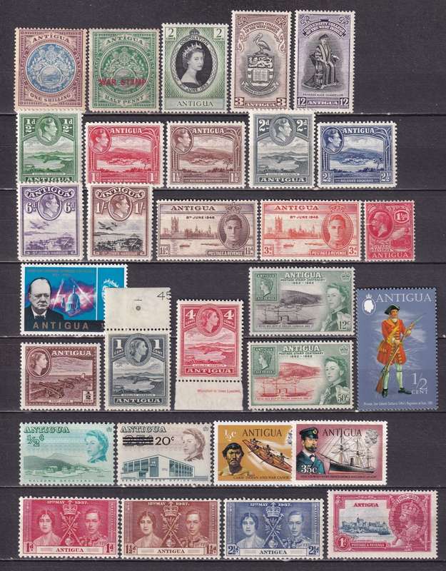 Antigua 1908> KG VI & QE part sets , M/H         (2 X SCANS, CV £55+)