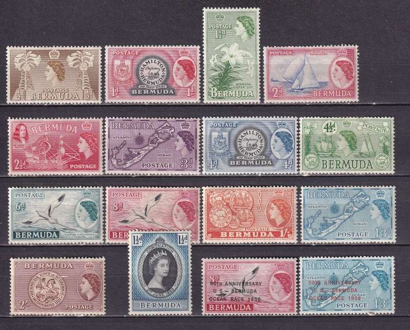 Bermuda 1953-62 QE part set and odds, M/H       ( 2 x scans)