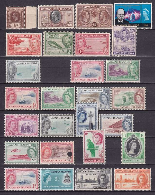 Cayman Islands KG V, QE part sets , M/H            ( 2 x scans)