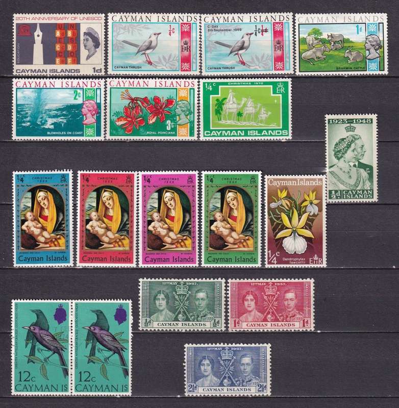 Cayman Islands KG V, QE part sets , M/H            ( 2 x scans)