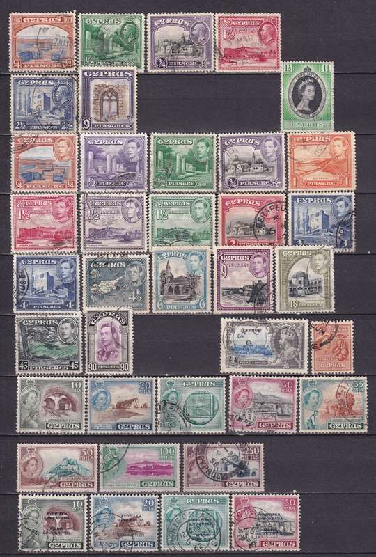 Cyprus 1934 >KG V , KG VI, QE part sets , used               (CV £50+)