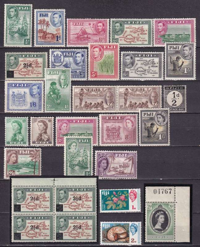 Fiji KG VI & QE 1938 & 54 part sets, M/H