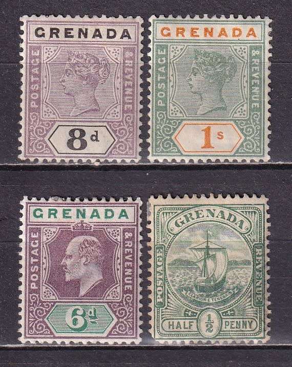 Grenada 1895> QV & KE part sets , M/H