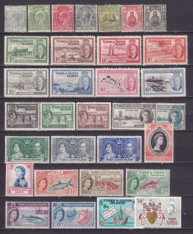 Turks and Caicos Islands 1882 > QV, KG V, KG VI & KE part sets, M/H