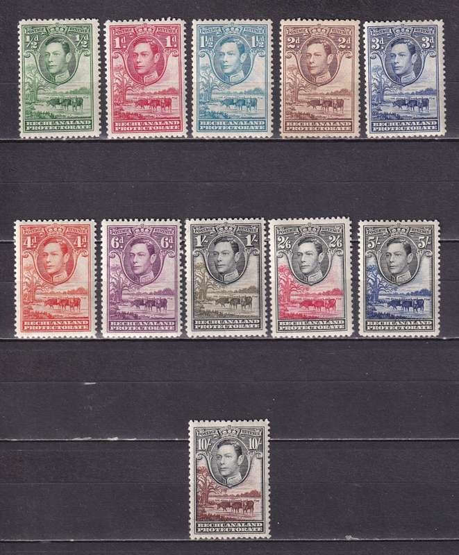 Bechuanaland Protectorate 1938 KG VI set , M/H           ( SACC 113-123)