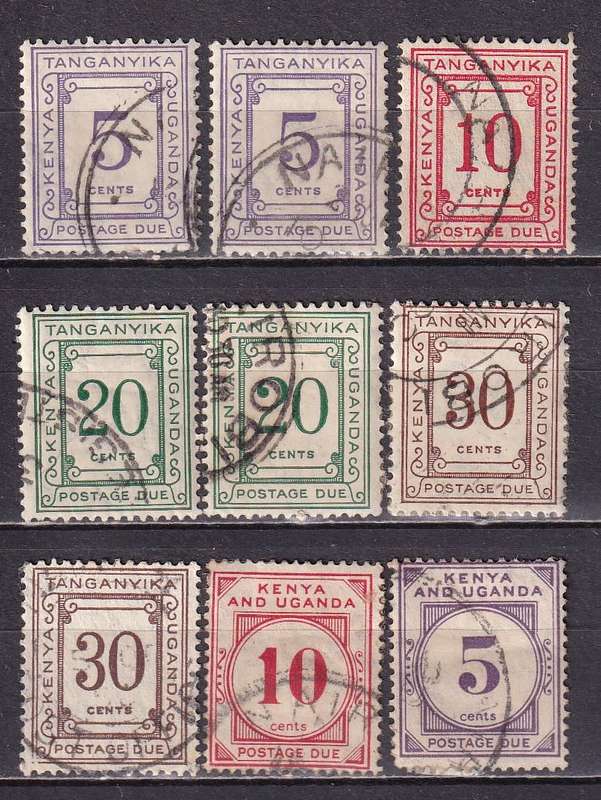 Kenya and Uganda 1928-33 Postage Due part set, used
