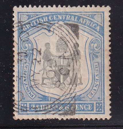 British Central Africa  1897 2/6 black and ultramarine , used               (crease, SG 48, CV £50)