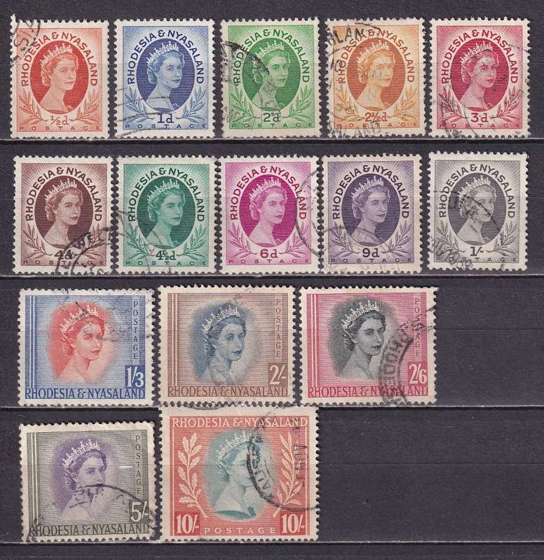 Rhodesia and Nyasaland 1954 -56 QE part set , used