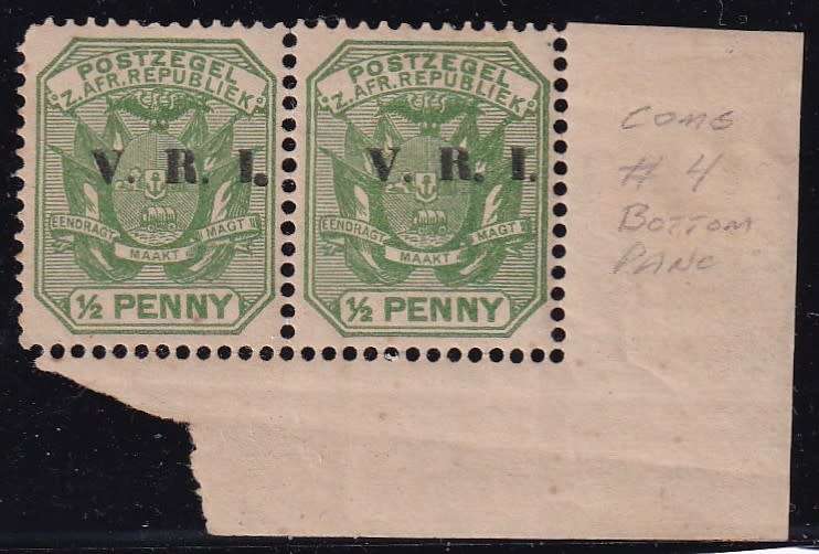 Transvaal 1900 V.R.I. 1/2d with VARIETY, LARGE STOP AFTER I, M/H      ( some split perf)