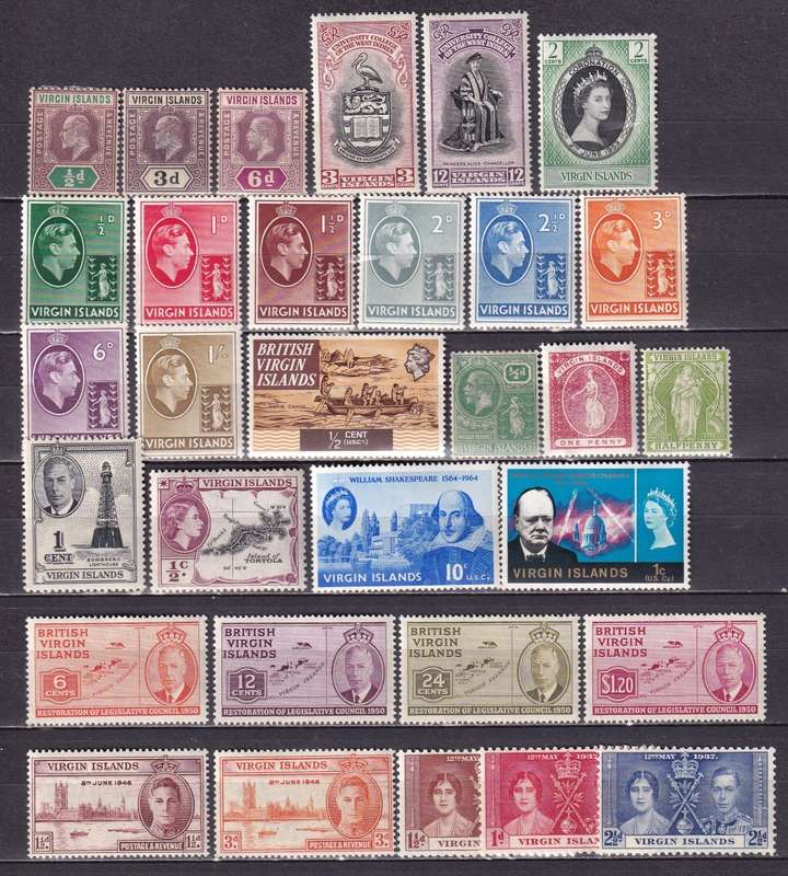 British Virgin Islands KG V, KE, KG VI part sets , MLH                ( 2 x SCANS)