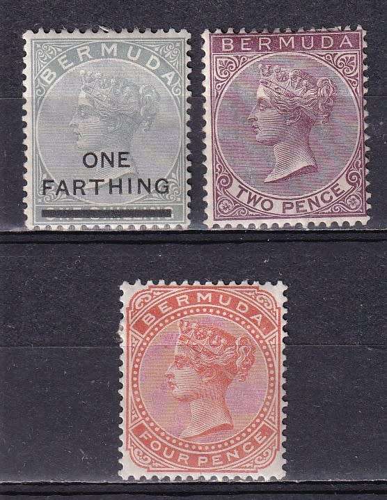 Bermuda 1880> QV lot (CA), M/H      ( SG 26a, 28a,30b, CV £45)