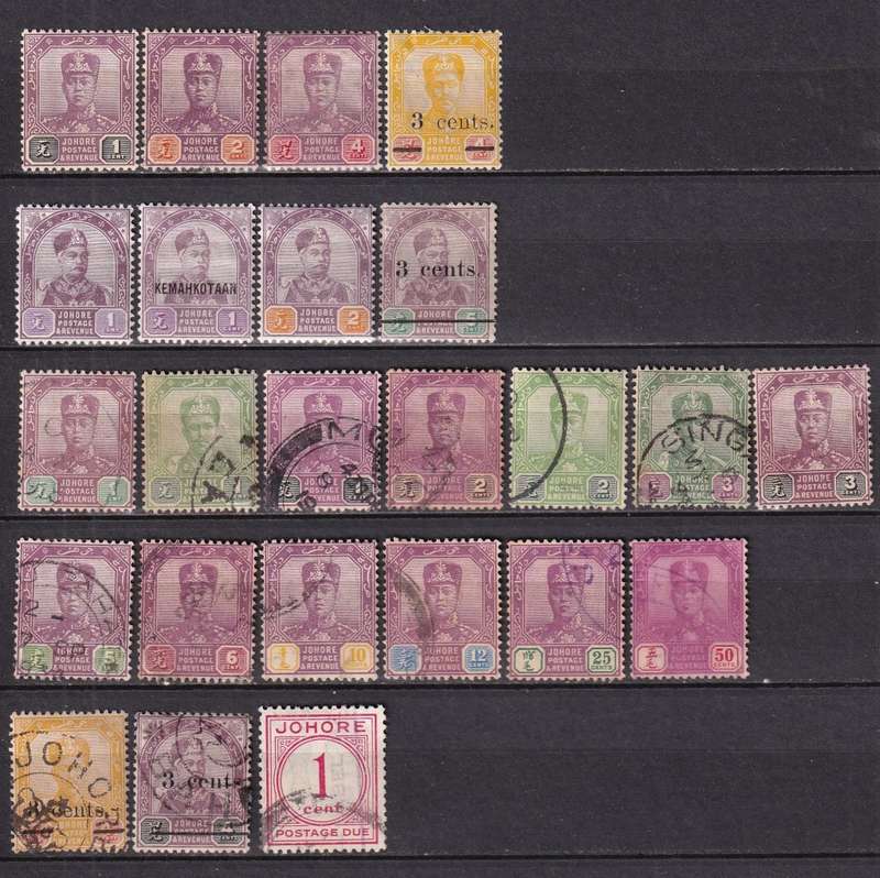 Malaysia (JOHORE) part sets, M/H & used           (2 X SCANS)