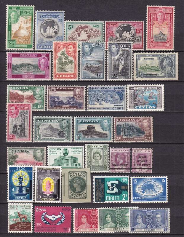 Ceylon KG V, KG VI part sets, M/H