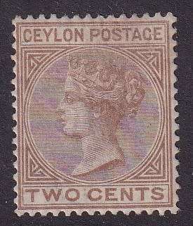 Ceylon 1872--80 QV 2c Pale brown (CC), M/H            ( SG 121, CV £32)