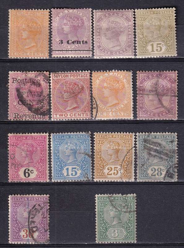 Ceylon 1883> QV lot (CA), M/H & used