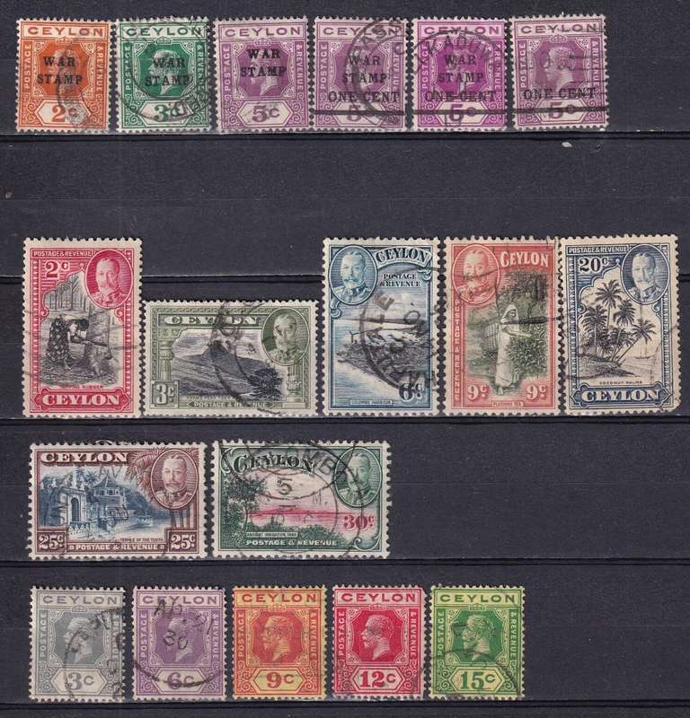 Ceylon KE & KG V part sets, used         ( 2 X SCANS)