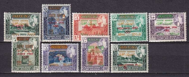 Aden 1966-67 sets & part sets X 7, surcharged South Arabia, MLH     ( 8 SCANS)