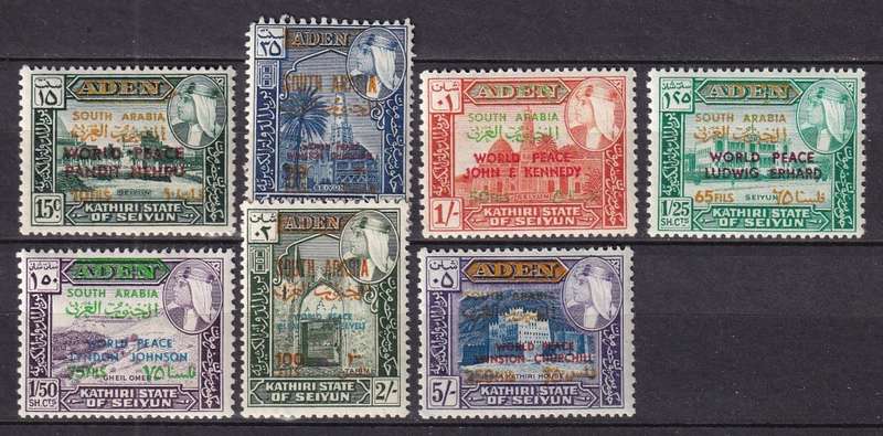 Aden 1966-67 sets & part sets X 7, surcharged South Arabia, MLH     ( 8 SCANS)