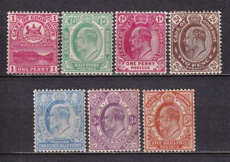 Cape of Good Hope 1902 KE part set , M/H                  (SACC 65-69, 73, CV R3350)