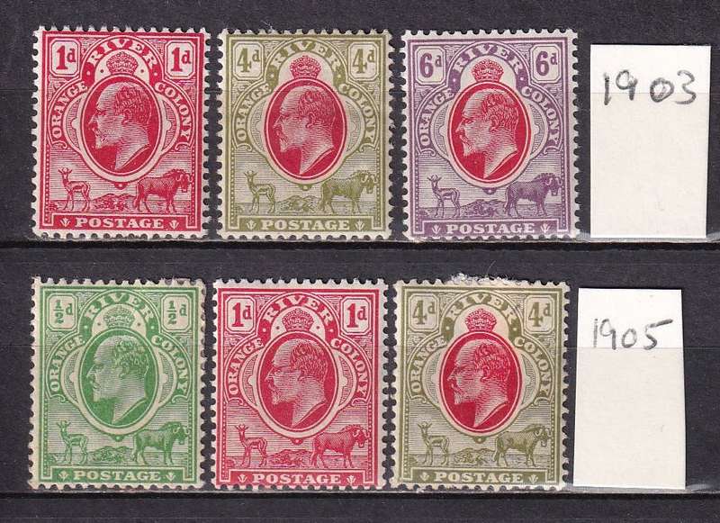 Orange Free State (ORC) KE 1903 & 1905 part sets, M/H        (CV R1450.00 )